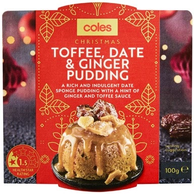 Coles Christmas Toffee, Date & Ginger Pudding 100g