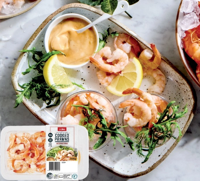 Coles Cooked Prawns with Cocktail Sauce 260g