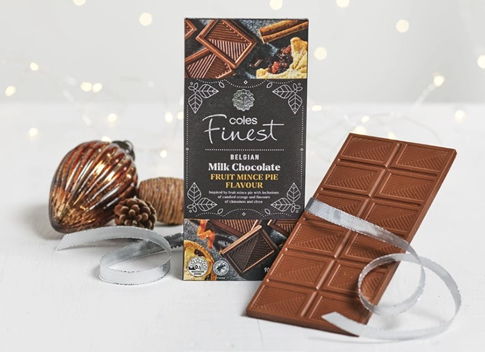 Coles Finest Fruit Mince Pie Milk Chocolate Block 90g