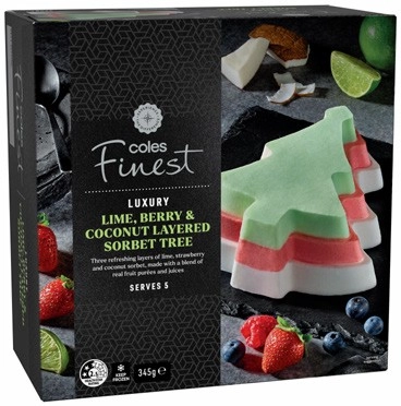 Coles Finest Lime, Berry & Coconut Layer Sorbet Tree 345g