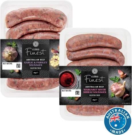 Coles Finest Sausages 450g-500g