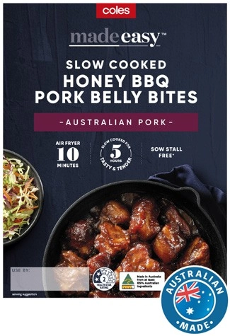 Coles Made Easy Slow Cooked Pork Belly Bites in BBQ Honey 500g