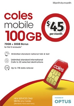 Coles Mobile $45 Month-to- Month SIM