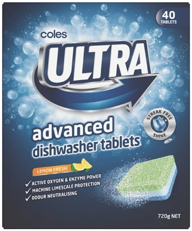 Coles Ultra Advanced Dishwasher Tablets 40 Pack