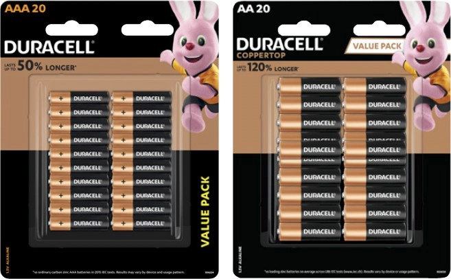 Duracell Coppertop Batteries AA or AAA 20 Pack