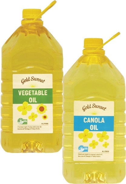 Gold Sunset Canola or Vegetable Oil 4 Litre