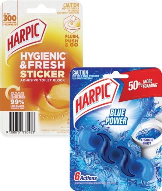 Harpic In The Bowl Toilet Cleaner 39g or Hygienic & Fresh Stickers 2 Pack