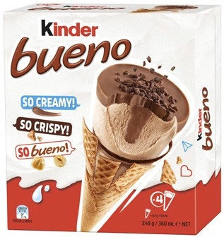 Kinder Bueno Frozen Dessert Cones 4 Pack 254g