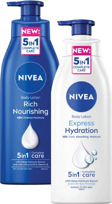 Nivea Rich Nourishing or Express Hydration Body Lotion 400mL