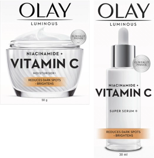 Olay Luminous Niacinamide + Vitamin C Moisturiser 50g or Serum 30mL