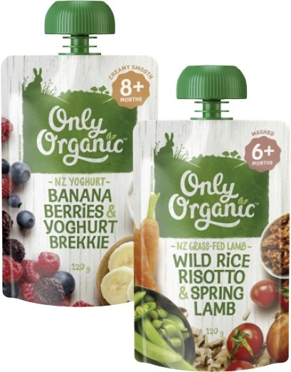 Only Organic 4+ Months, 6+ Months or 8+ Months Baby Food Pouch 120g