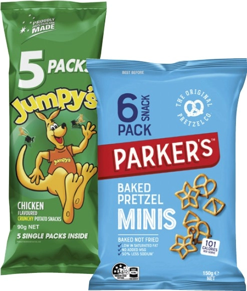 Parkers Pretzels 6 Pack or Jumpy's Snacks 5 Pack