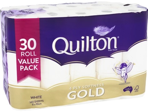 Quilton 4-Ply Softness Gold Toilet Tissue 30 Pack