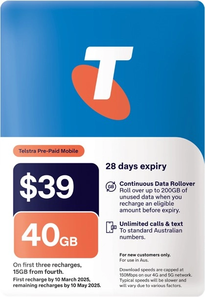 Telstra $39 SIM Pack