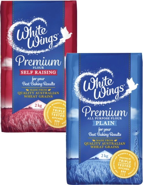 White Wings Plain or Self Raising Flour 2kg