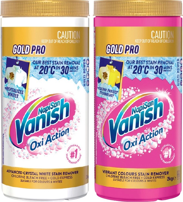 Vanish NapiSan Gold Pro Oxi Action Stain Remover 2kg Selected Varieties