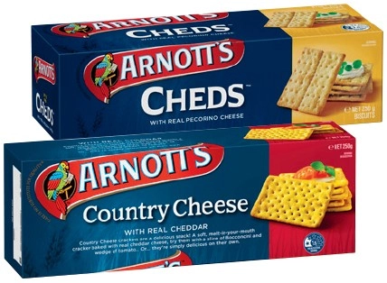 Arnott’s Cheds, Country Cheese or Sesame Wheat Crackers 250g