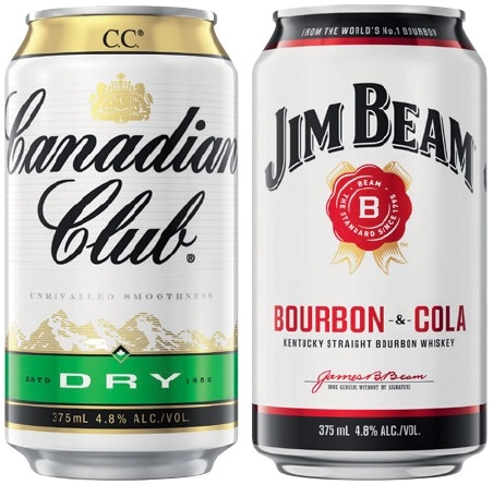 Canadian Club or Jim Beam 4.8% Varieties 10 Pack