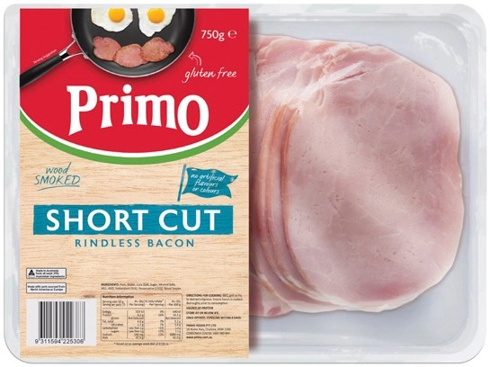 Primo Short Cut Rindless Bacon 750g