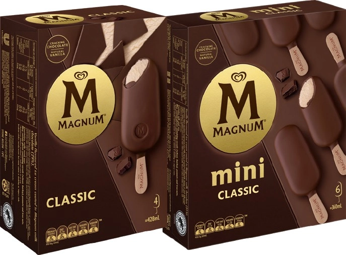 Streets Magnum Ice Cream 4 Pack, Mini 6 Pack or Tub 440mL Selected Varieties