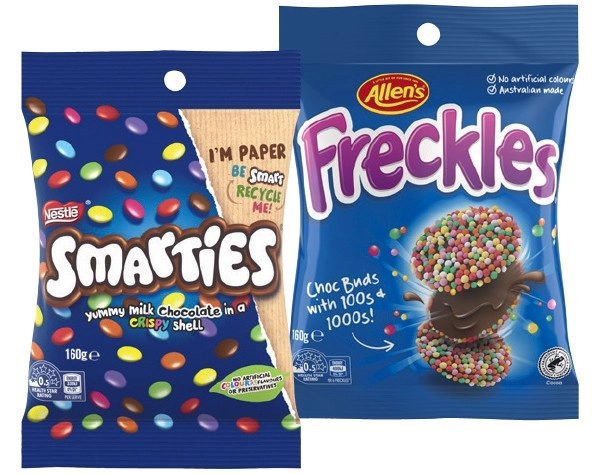 Allen’s Chocolate or Nestlé Smarties Share Pack 160g Selected Varieties