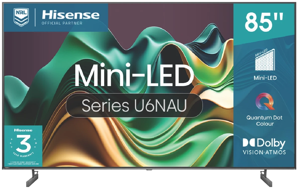 Hisense 85" U6NAU 4K Mini-LED QLED Smart TV 24