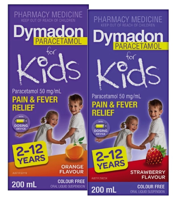 Dymadon for Kids 2-12 Years Orange or Strawberry Flavour 200mL