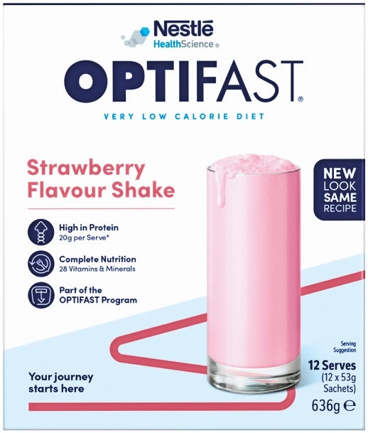 Optifast VLCD Strawberry Flavour Shake 12 X 53g Sachets