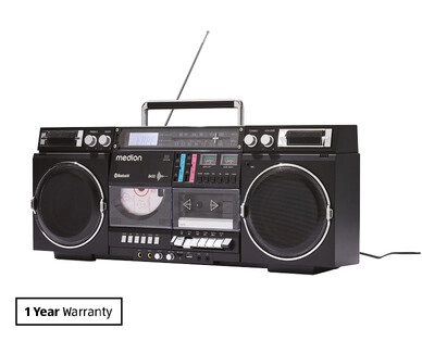 Bluetooth Boombox with CD Player and Cassette Deck