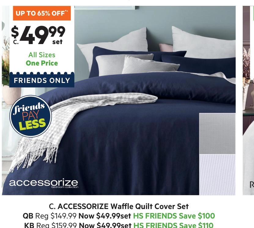 Accessorize Waffle Quilt Cover Set Navy