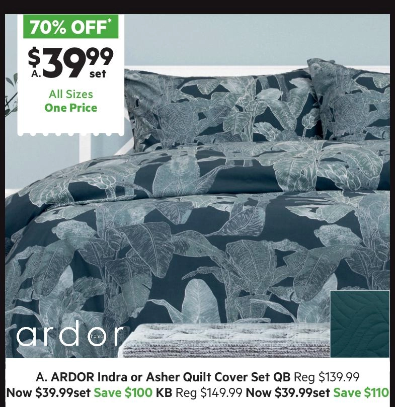 Ardor Indra Quilt Cover Set Teal