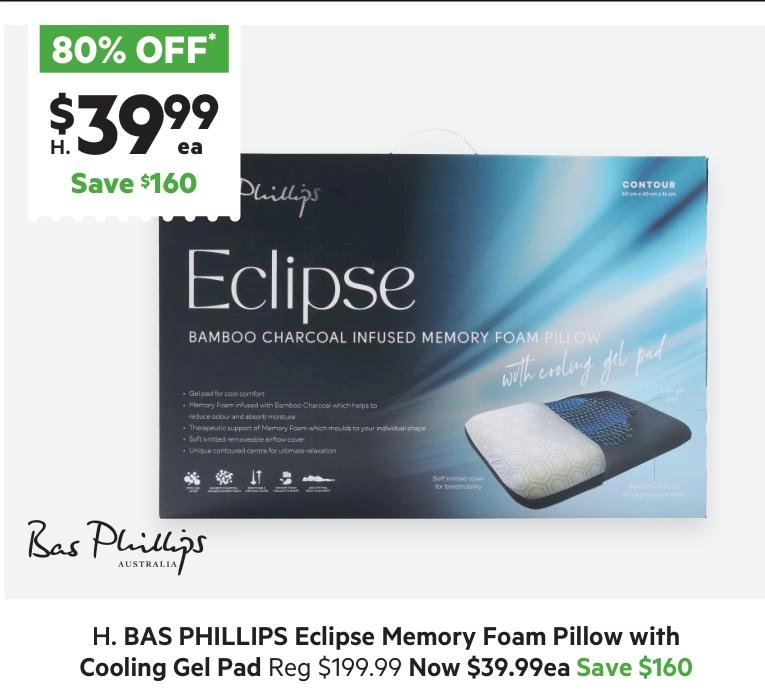 Bas Phillips Eclipse Memory Foam Pillow White Standard