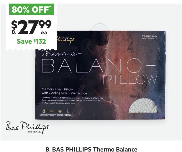 Bas Phillips Thermo Balance Memory Foam Pillow Standard