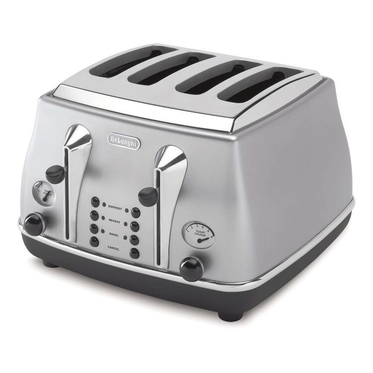 De'Longhi Icona 4 Slice Toaster Silver CTO4003S