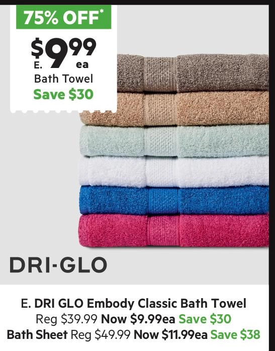 Dri Glo Embody Classic Towel Collection White