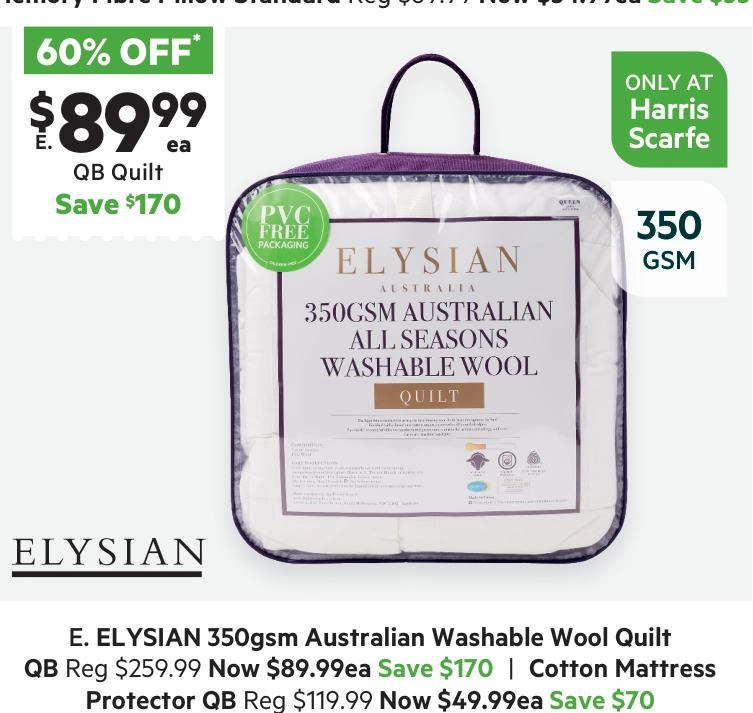 Elysian 350 GSM Australian Wash Wool Quilt White