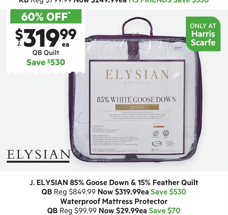 Elysian 85/15 White Goose Down & Feather Quilt Queen