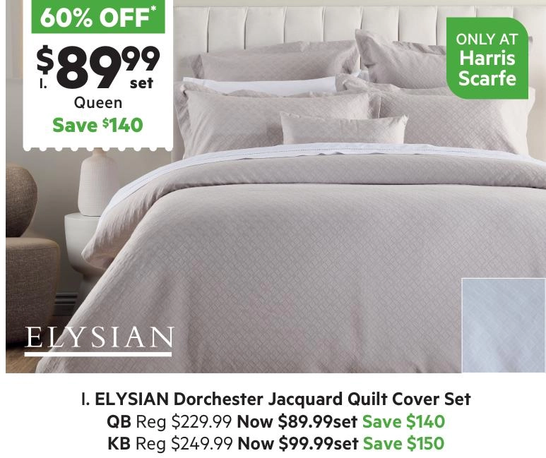 Elysian Dorchester Jacquard Quilt Cover Set White