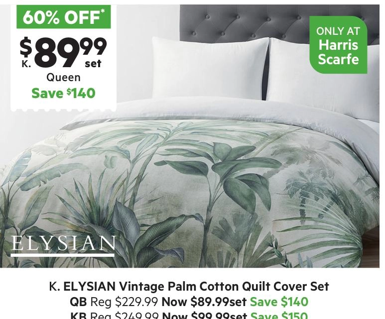 Elysian Vintage Palm Cotton Quilt Cover Set Multicoloured Print