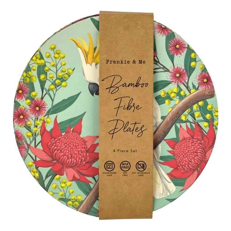 Frankie & Me Australiana Bamboo Plate 4 Pack 22 cm