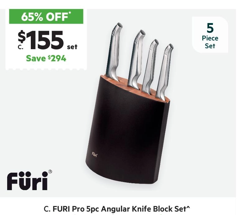 Furi Pro 5-Piece Angular Knife Block Set