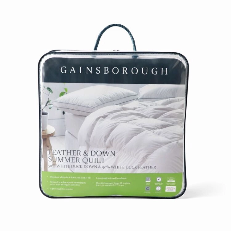 Gainsborough 50/50 White Duck Feather & Down Summer Quilt White Queen