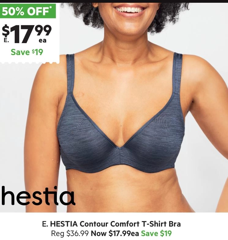 Hestia Women's Contour T-Shirt Bra Charcoal