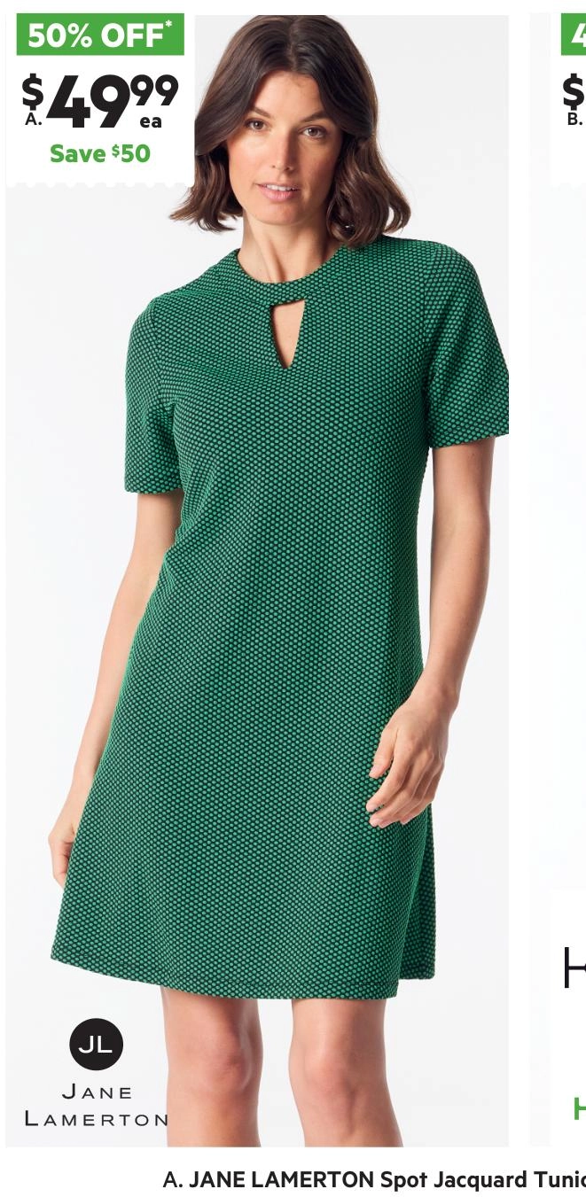 Jane Lamerton Women's Jacquard Spot Tunic Dress Emerald