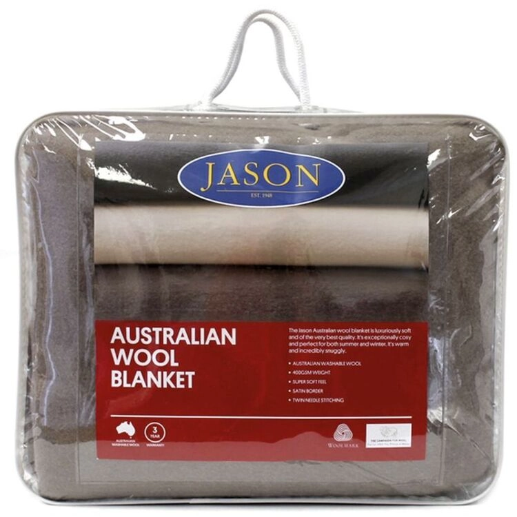 Jason 400 GSM Wool Blanket Silver Queen / King