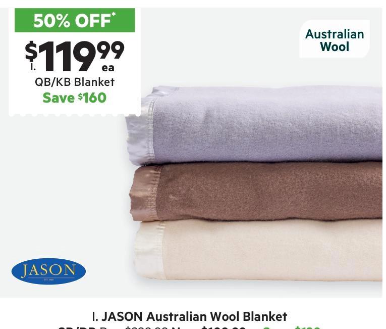 Jason 400 GSM Wool Blanket Silver Single / Double