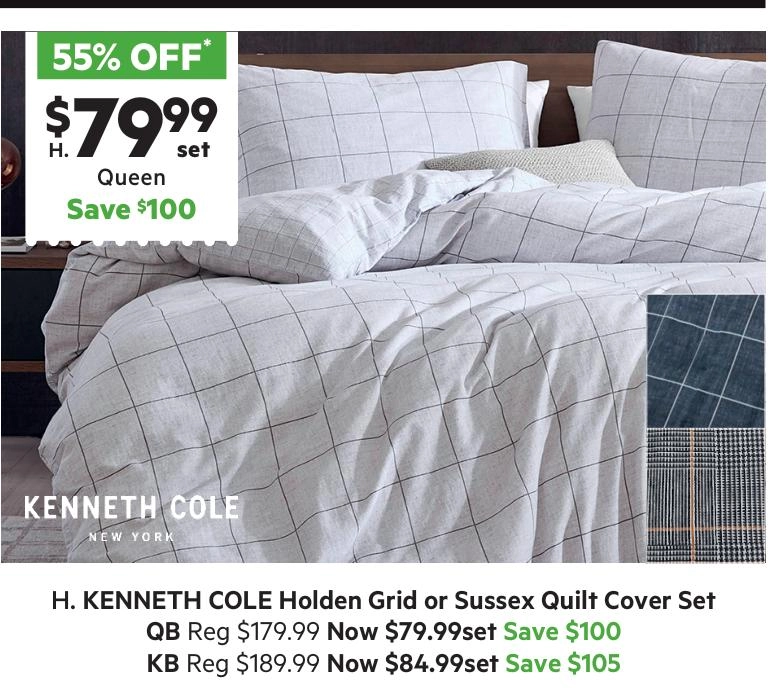 Kenneth Cole Holden Grid Quilt Cover Set Indigo