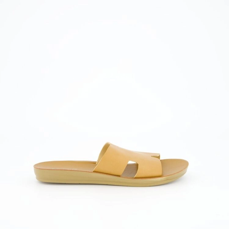 Khoko Women's Fern Flat Cut Out Slides Tan