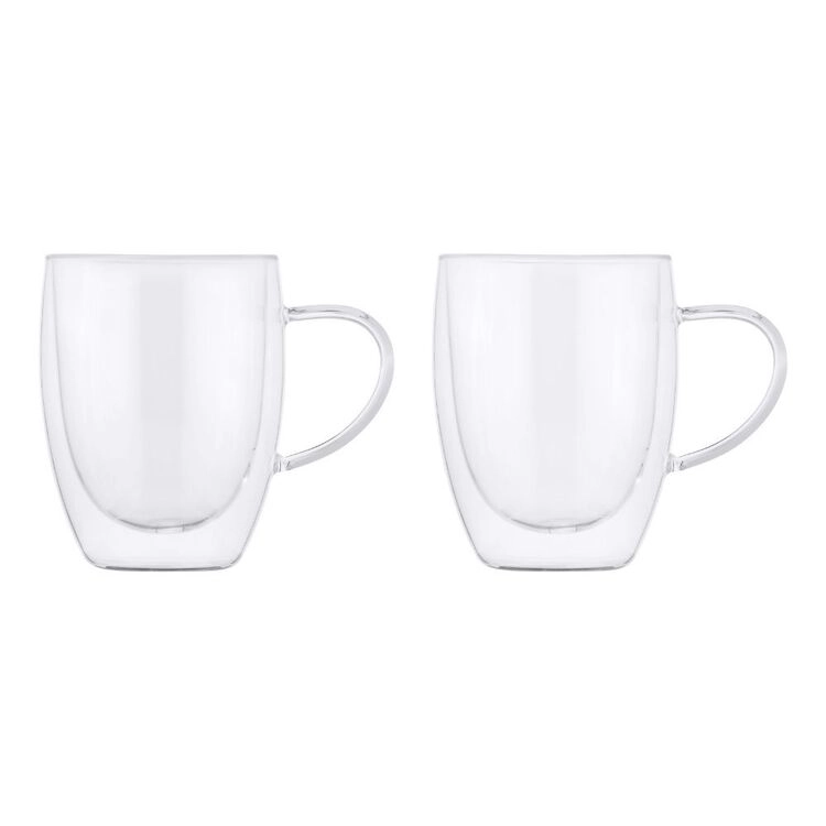 Maxwell & Williams Blend 350ml Double Wall Glass Mug 2 Pack