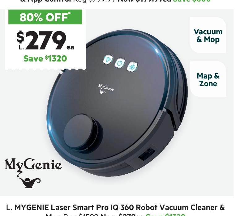 Mygenie IQ 360 Laser Smart Pro Robot Vacuum